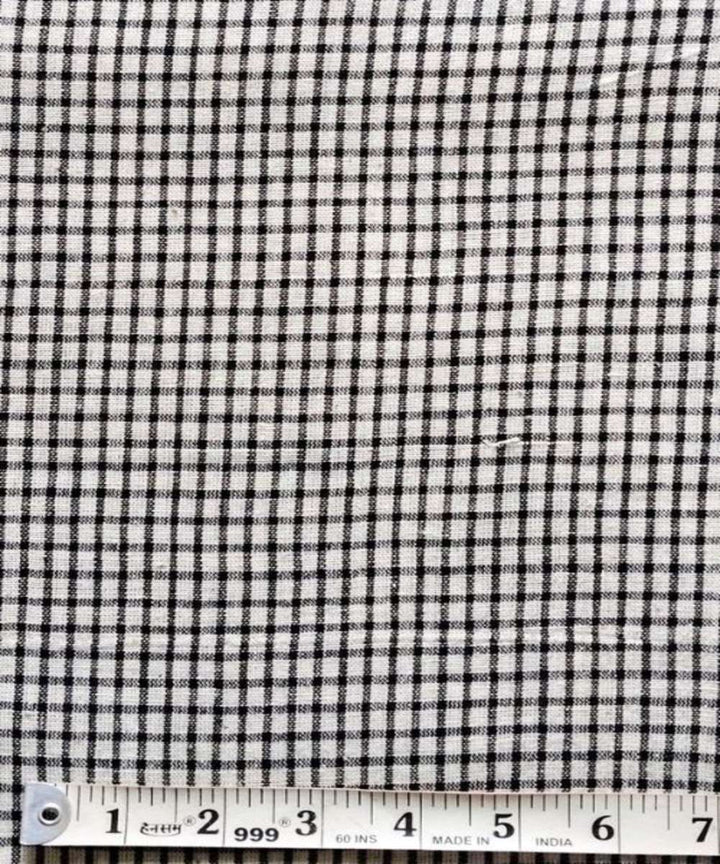 Black offwhite checks kala cotton handwoven fabric