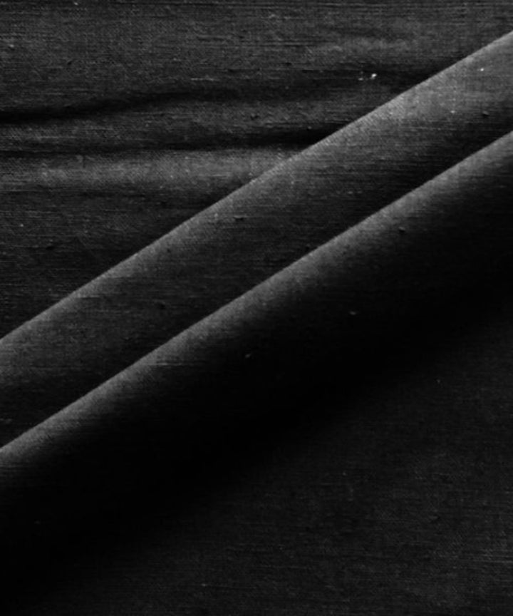 Black plain cotton handwoven fabric