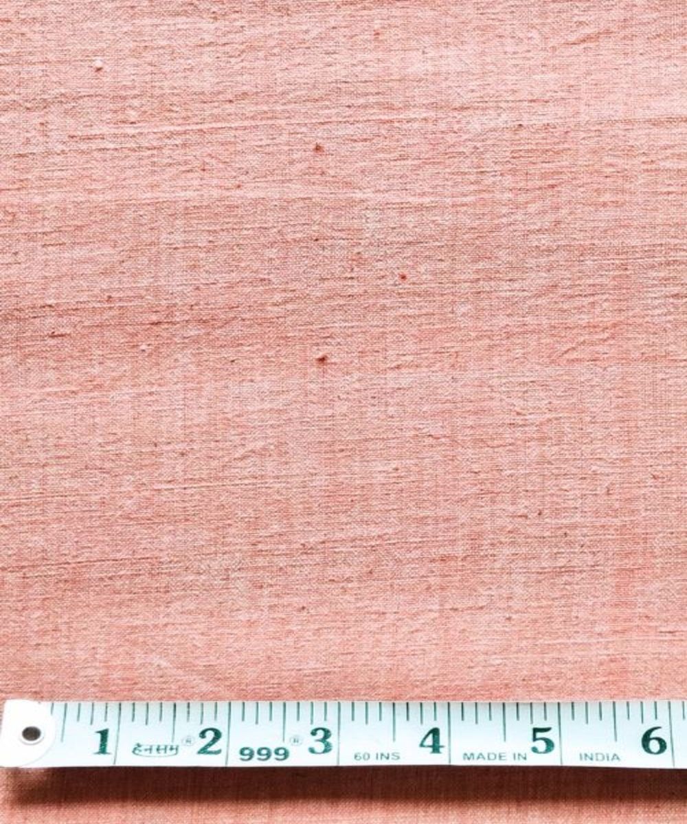 Peach yarn dyed kala cotton handwoven fabric