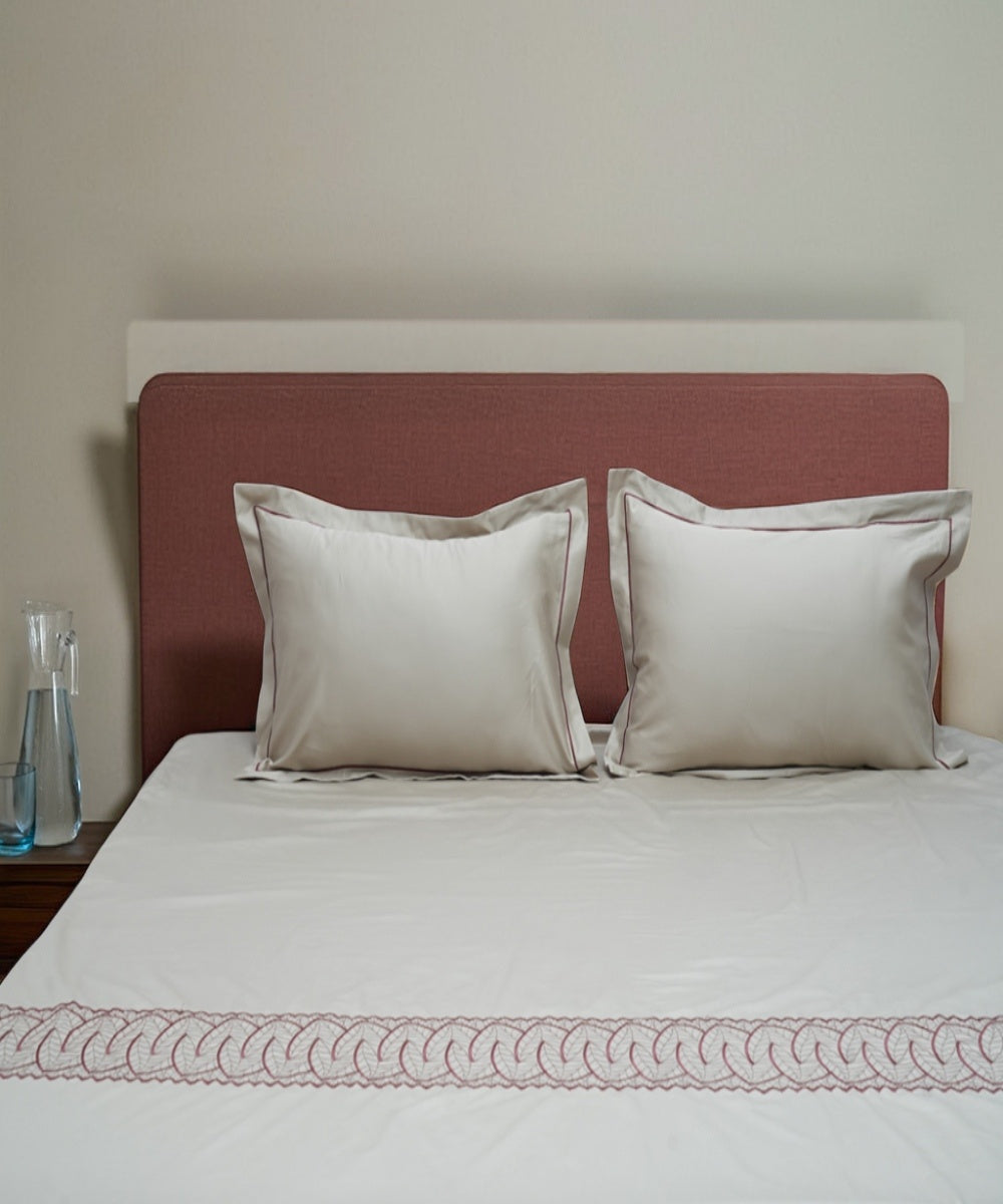 Cotton cream hand embroidered bedsheet