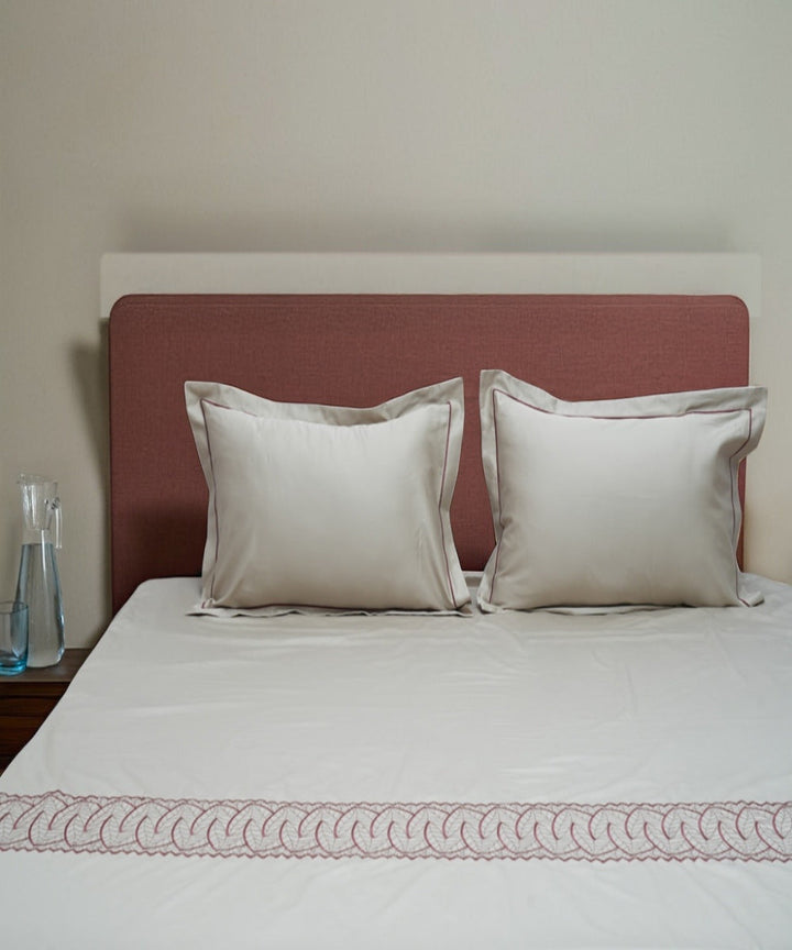 Cotton cream hand embroidered bedsheet
