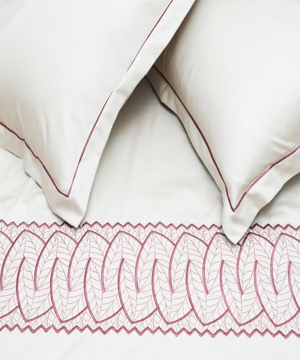 Cotton cream hand embroidered bedsheet