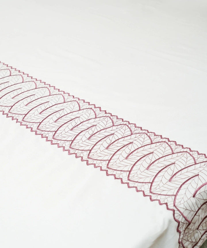Cotton cream hand embroidered bedsheet