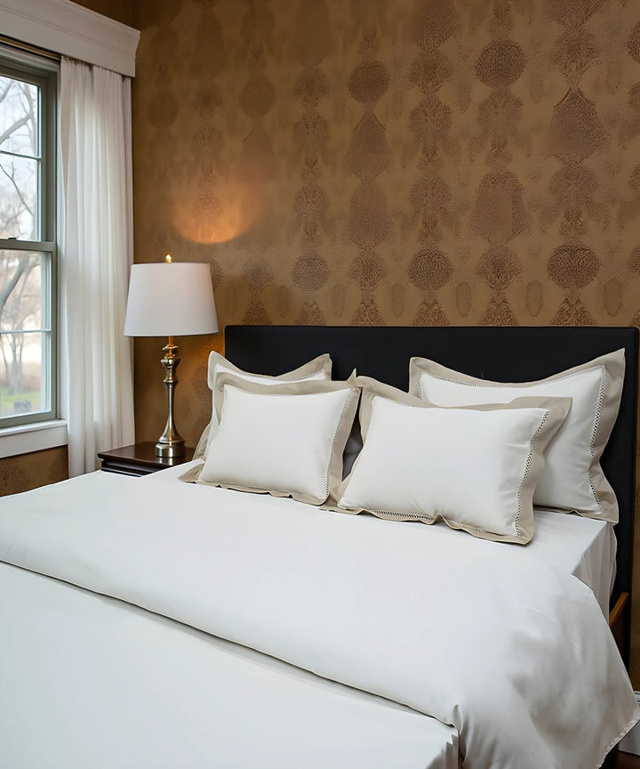 Cotton cream hand embroider bedsheet