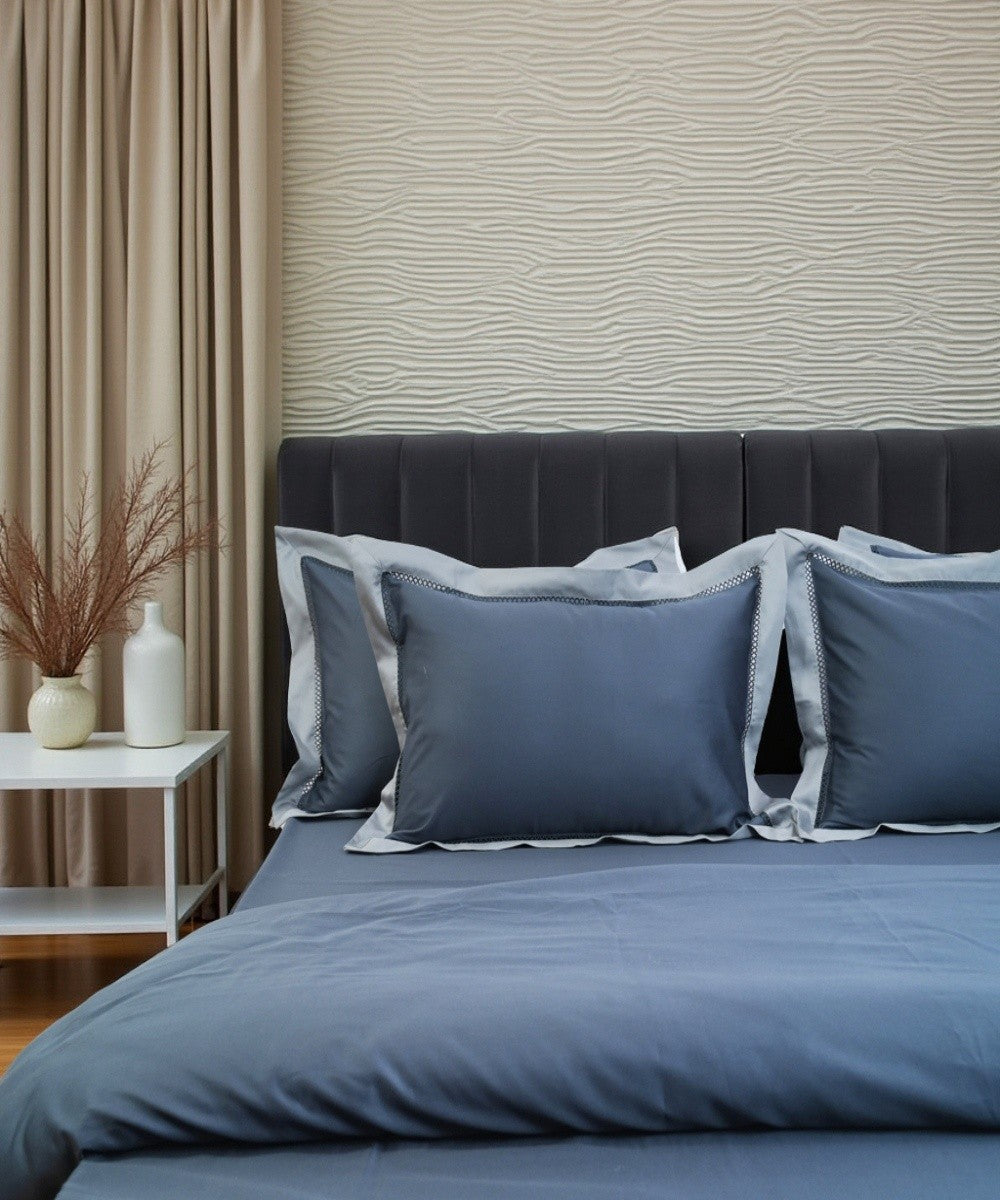 Deep grey lace cotton bedsheet King Size – 90" x 108"