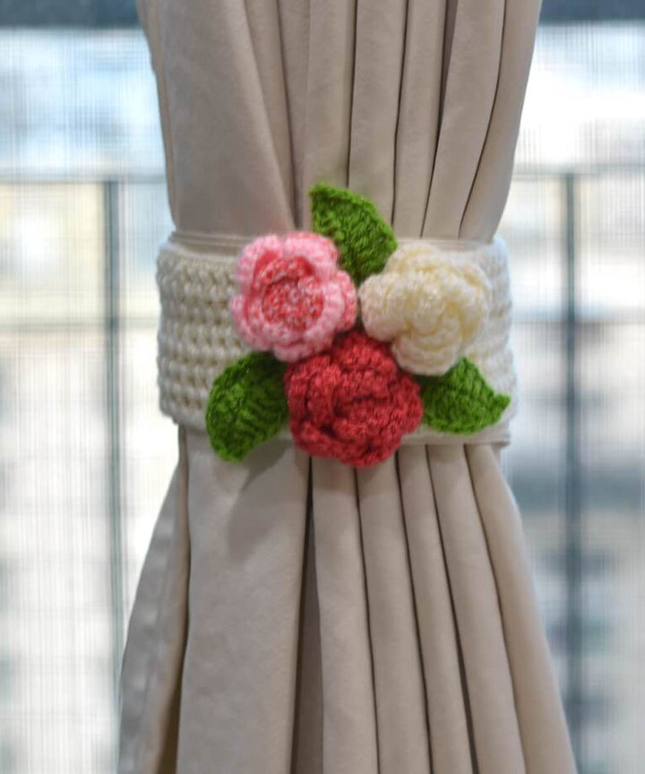 Multicolor hand knitted curtain wool belt