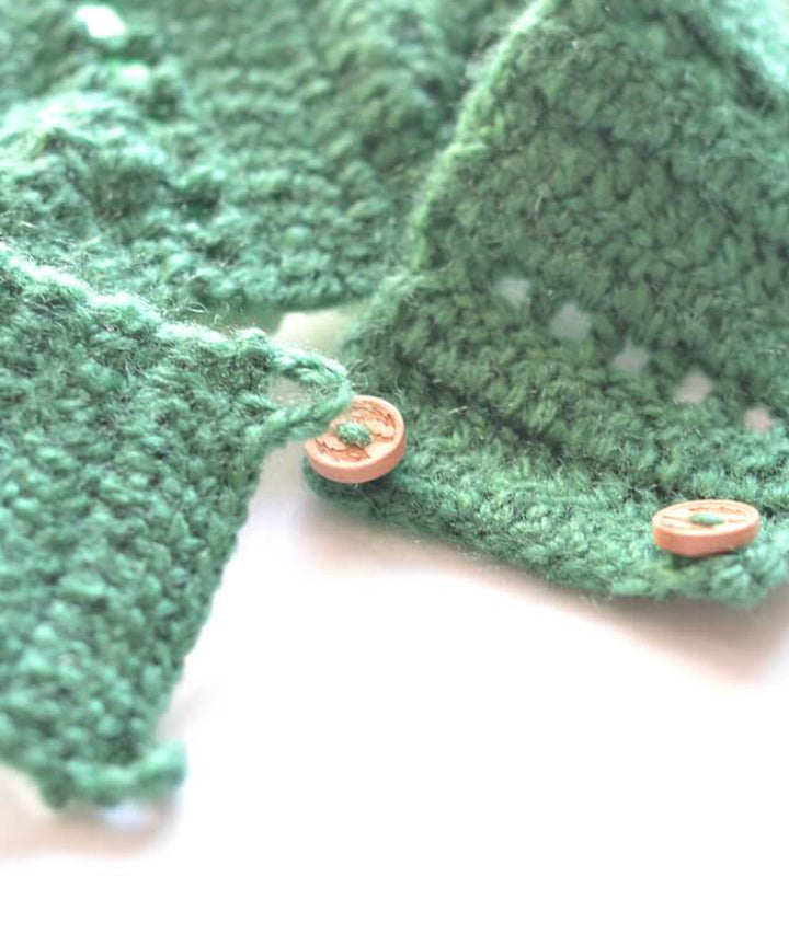 Turquoise light blue wool hand knitted curtain belt