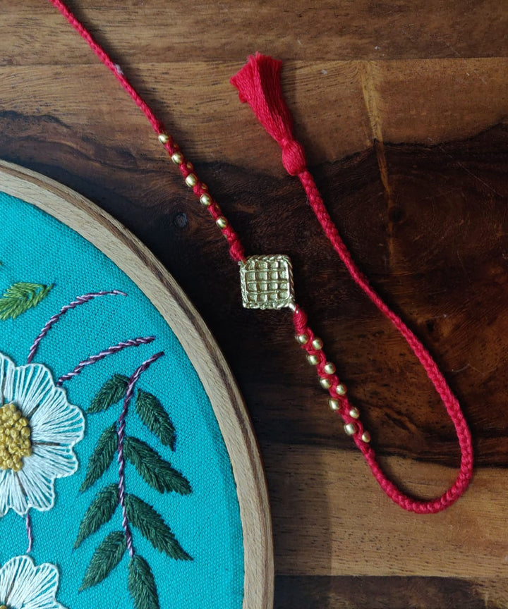 Red beautiful handmade thread rakhi