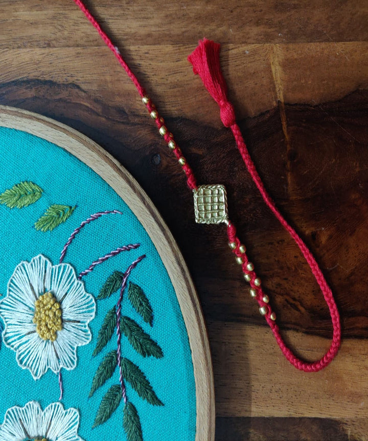 Red beautiful handmade thread rakhi