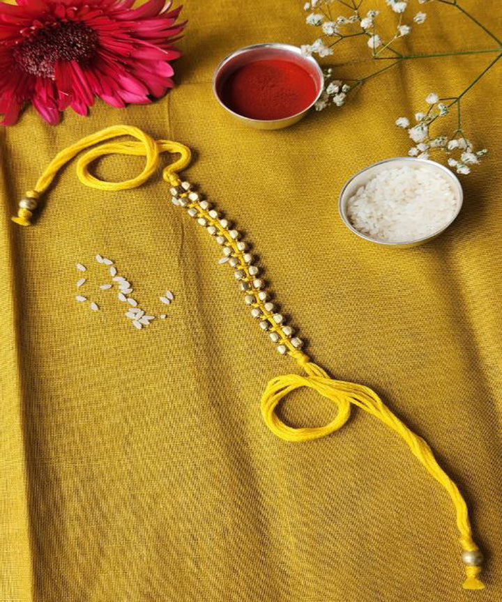 Yellow thread hand made rakhi