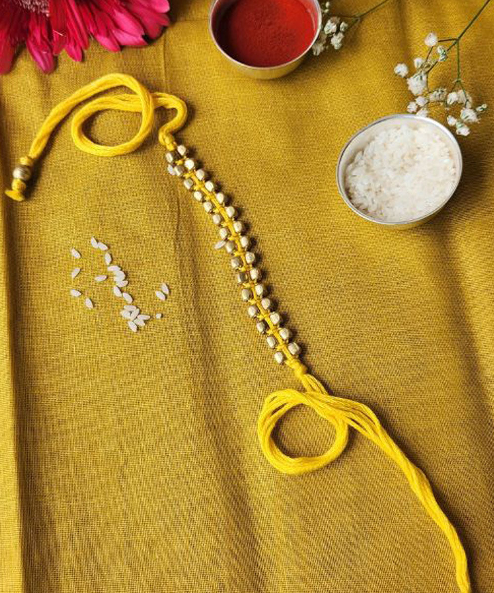 Yellow thread hand made rakhi