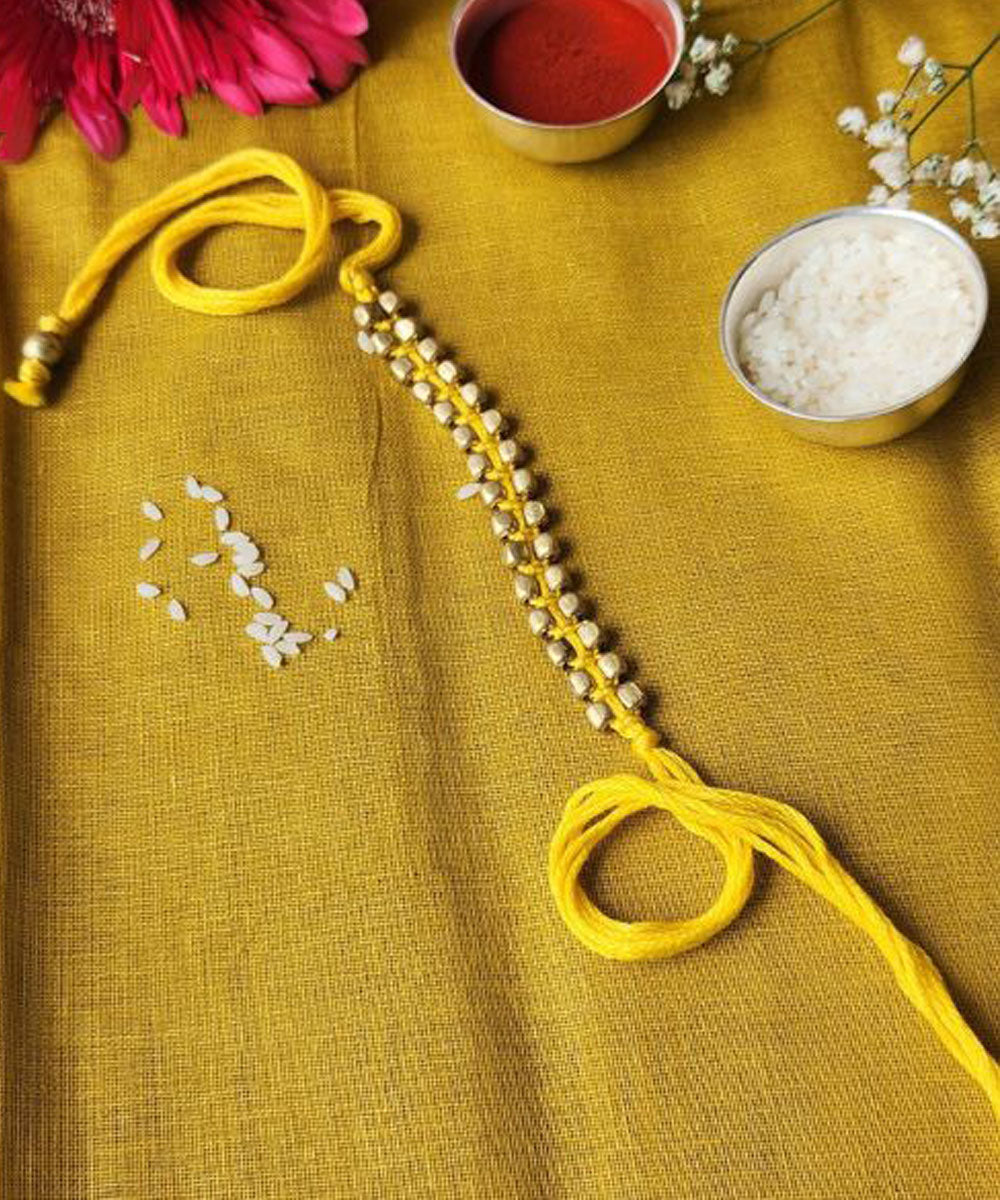 Yellow thread hand made rakhi
