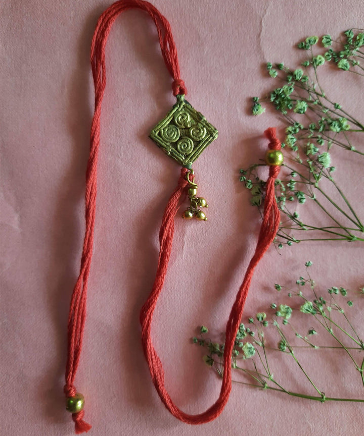 Red beautiful thread hand made rakhi