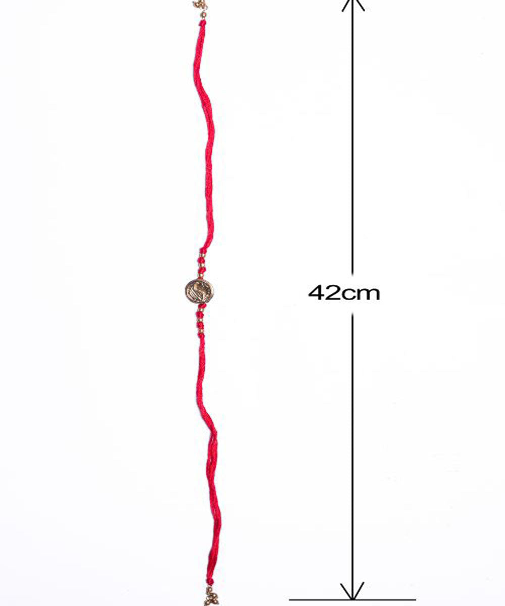 Red white handmade thread rakhi
