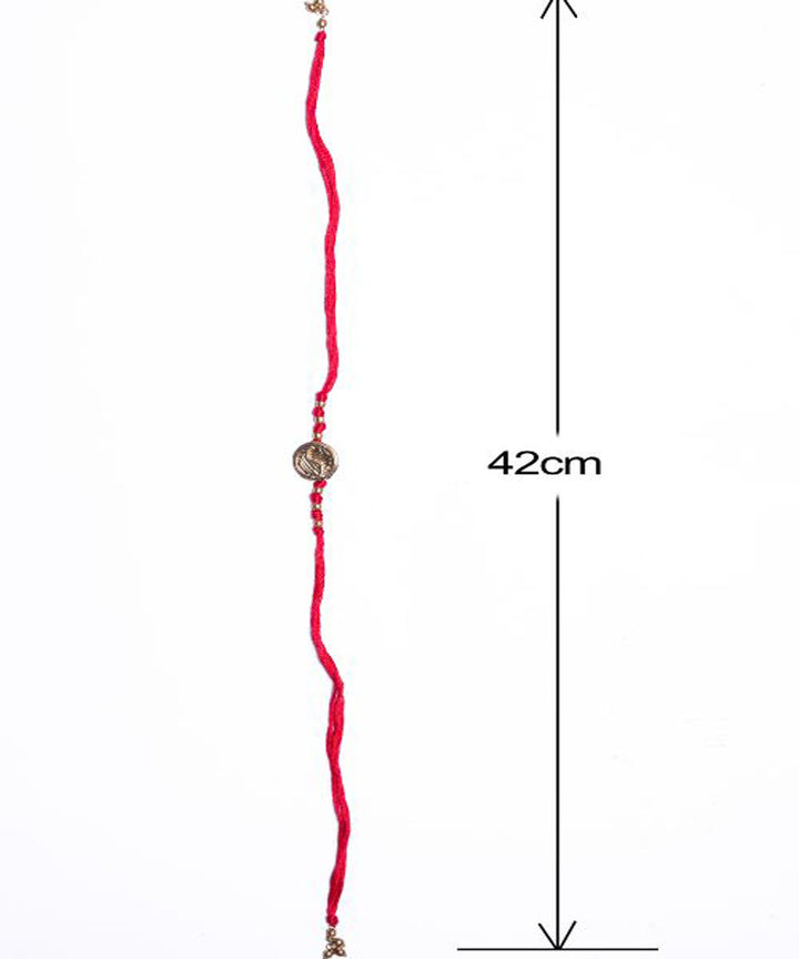 Red white handmade thread rakhi