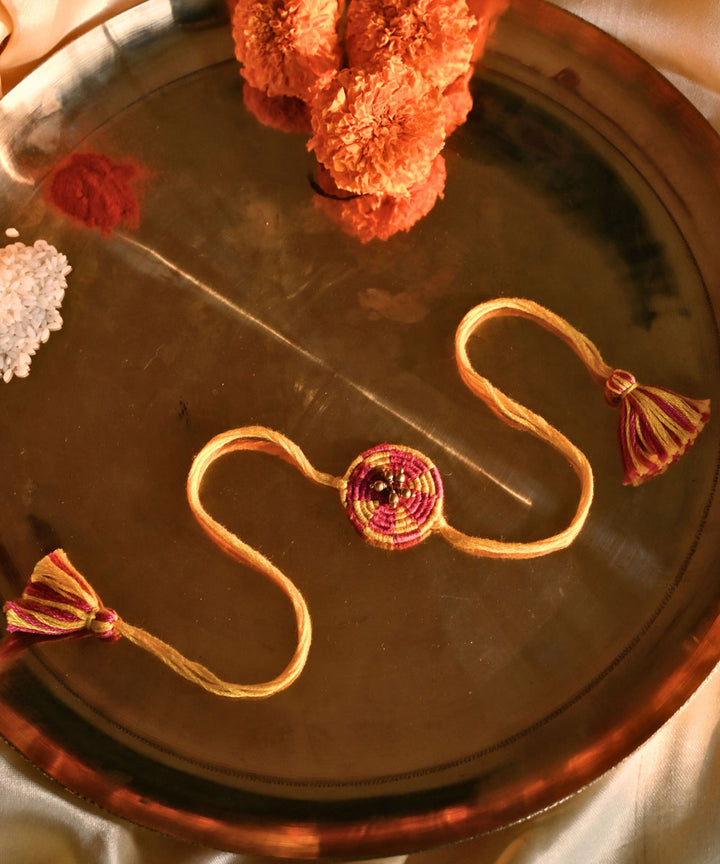 Red beautiful handcrafted thread rakhi