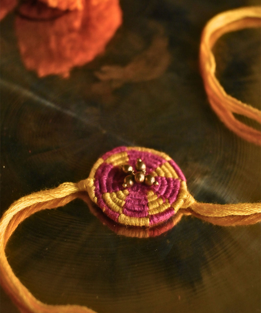 Red beautiful handcrafted thread rakhi