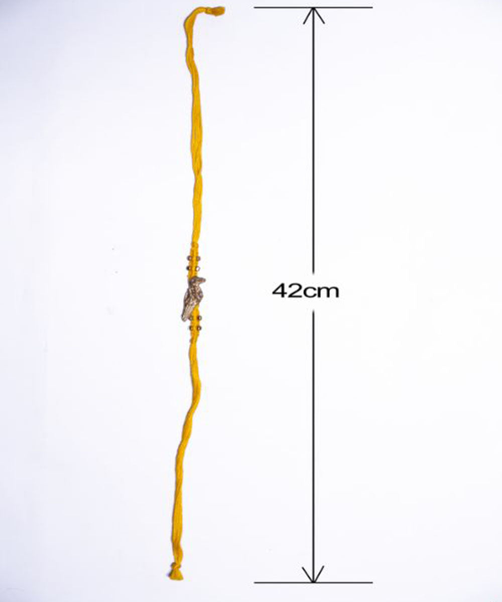 Red yellow combination thread handmade rakhi