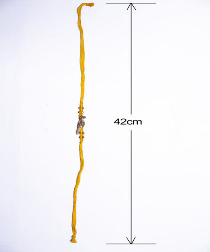 Red yellow combination thread handmade rakhi