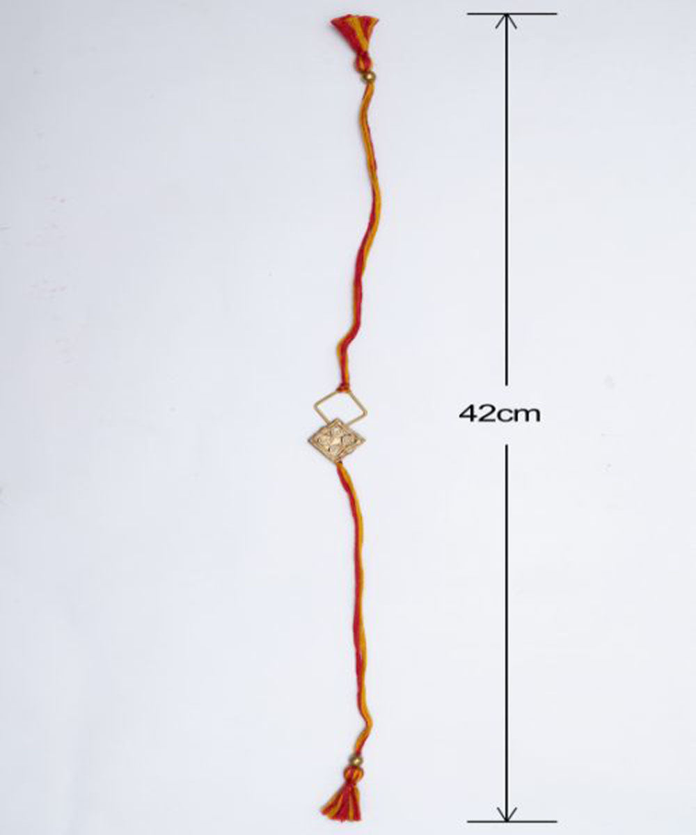 Red blue handmade thread rakhi