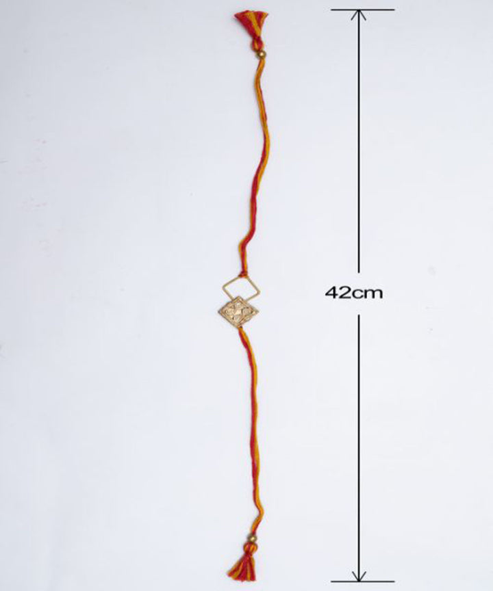 Red blue handmade thread rakhi
