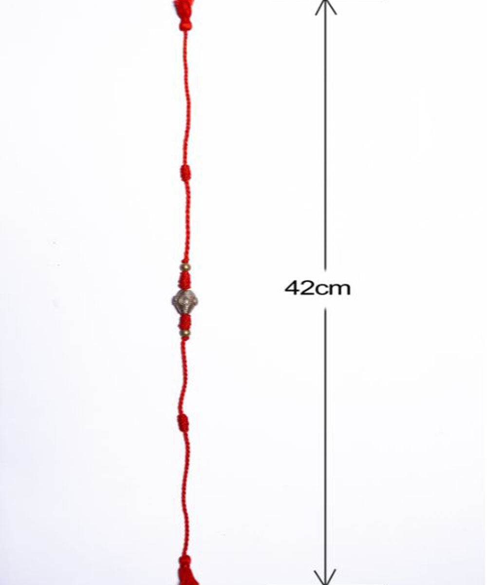 Yellow orange handmade thread rakhi