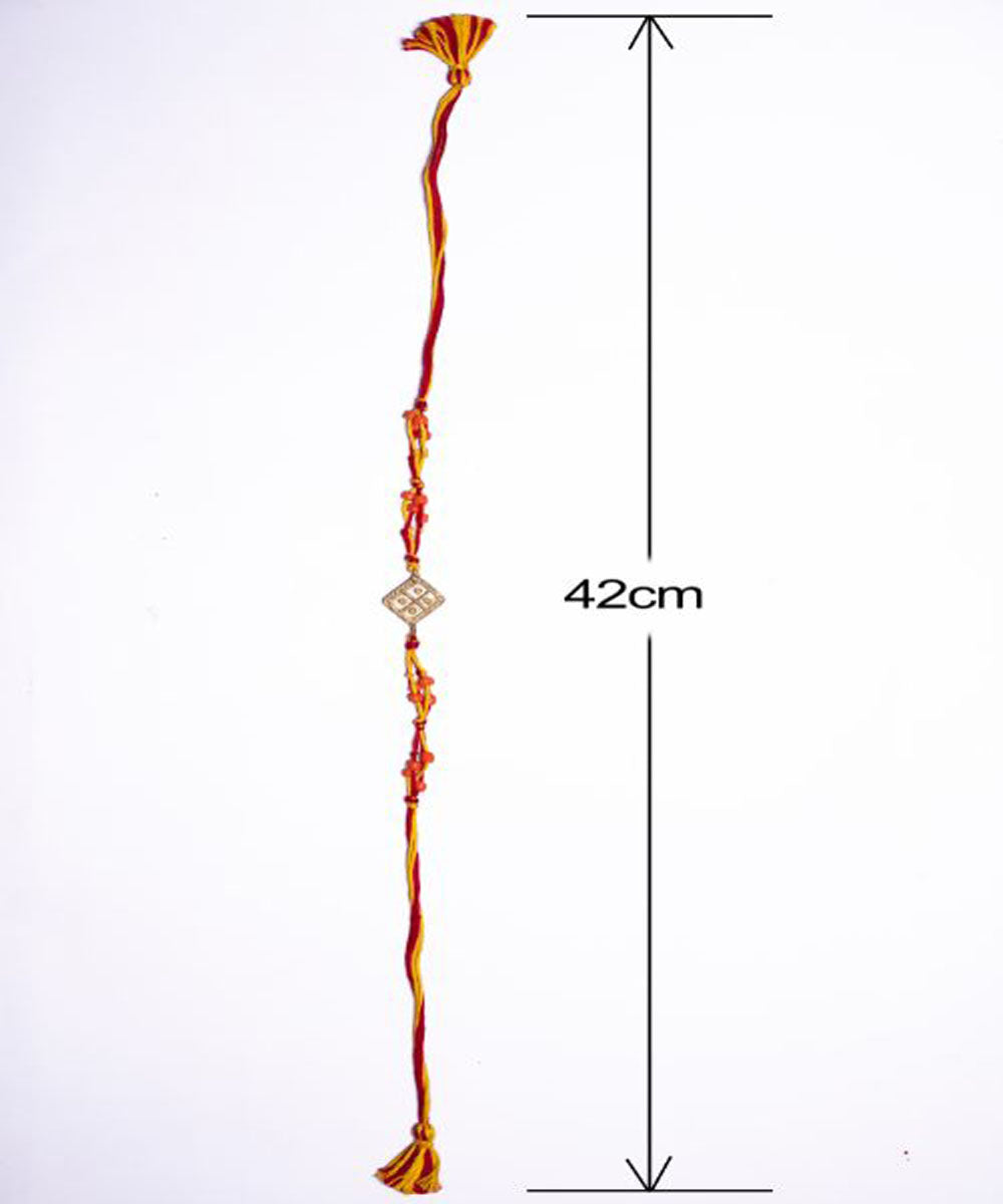 Purple orange handmade thread rakhi