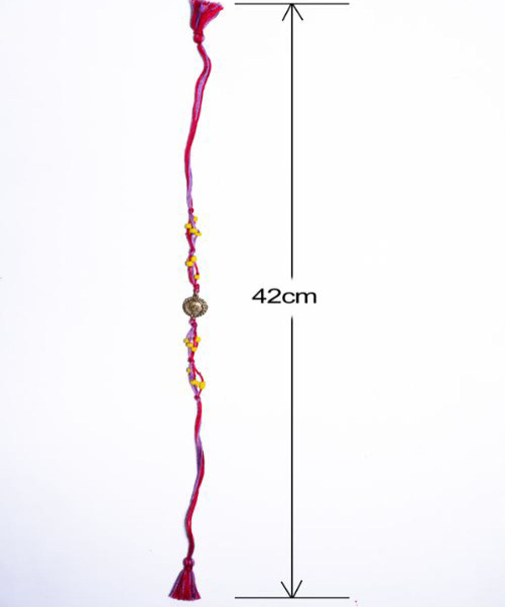 Yellow red handmade thread rakhi