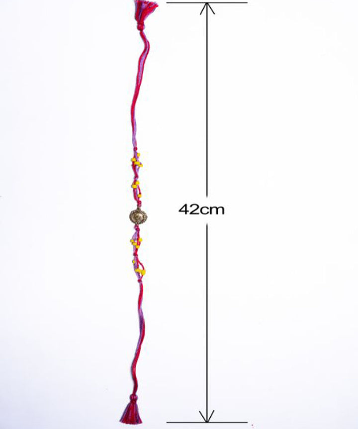 Yellow red handmade thread rakhi