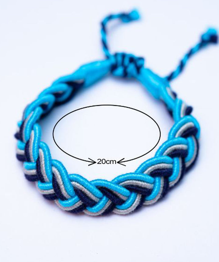 Cyan blue gray blue handmade thread rakhi braclets