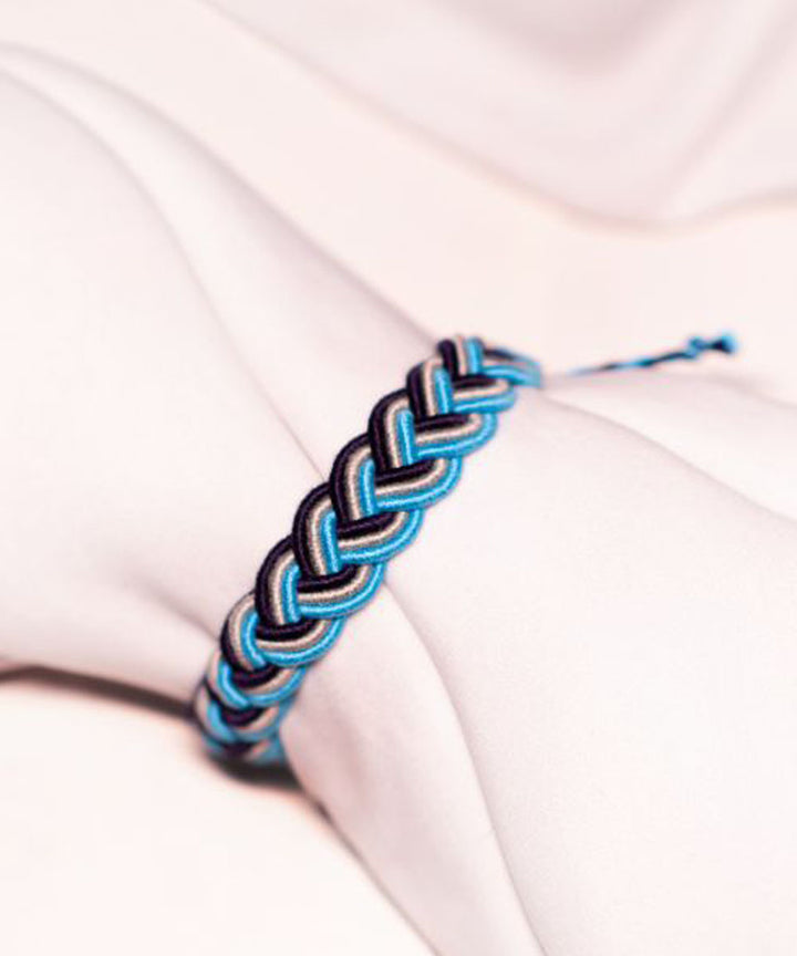 Cyan blue gray blue handmade thread rakhi braclets