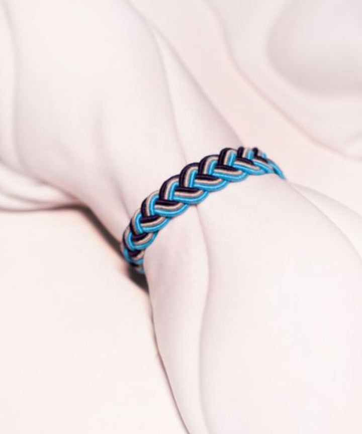 Cyan blue gray blue handmade thread rakhi braclets