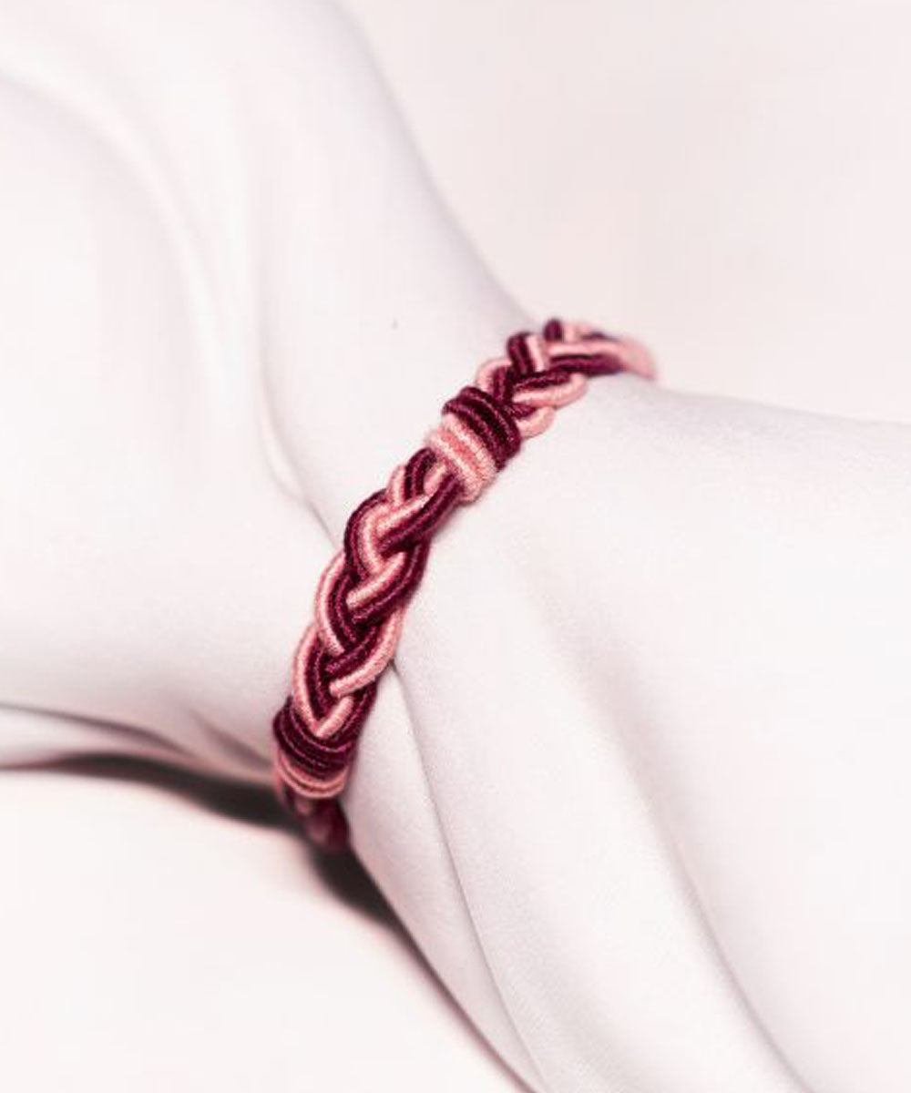 Purple pink handmade thread rakhi braclets