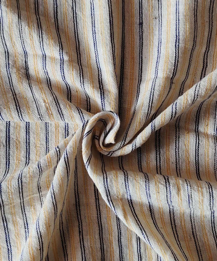Blue yellow handwoven cotton khadi fabric