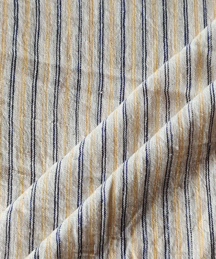 Blue yellow handwoven cotton khadi fabric