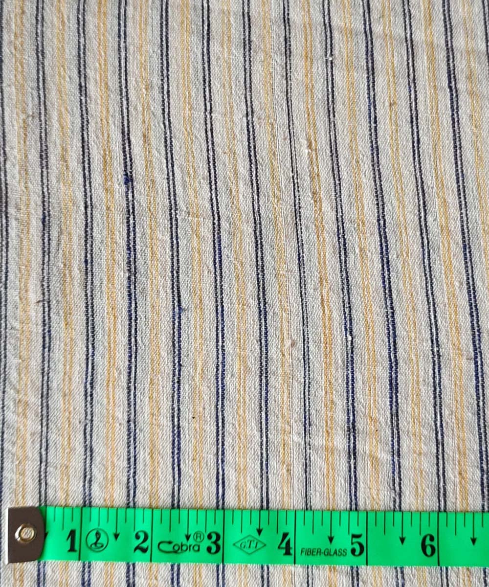 Blue yellow handwoven cotton khadi fabric