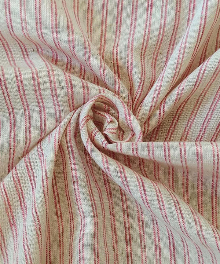 Pink cream handloom cotton khadi fabric