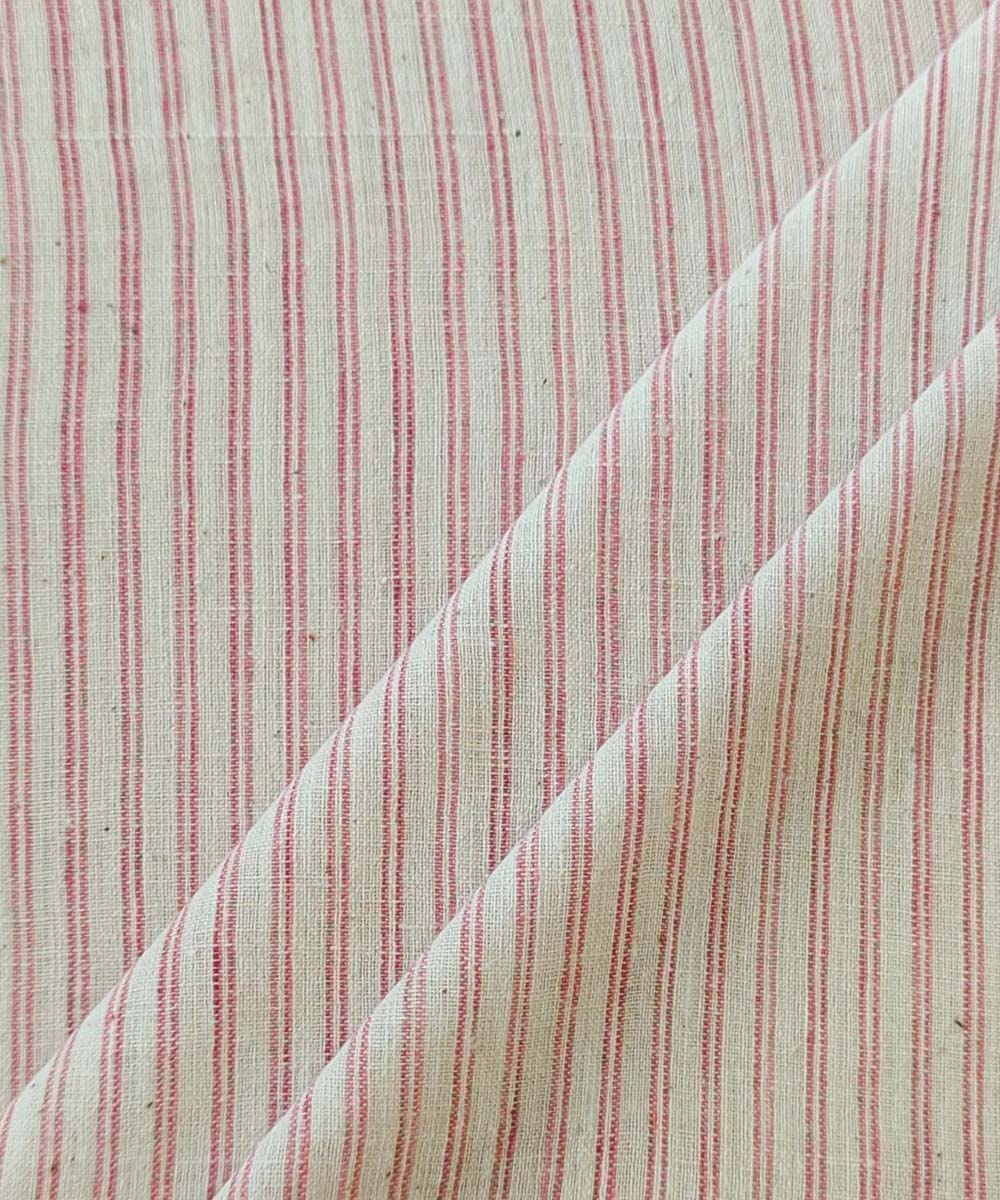 Pink cream handloom cotton khadi fabric