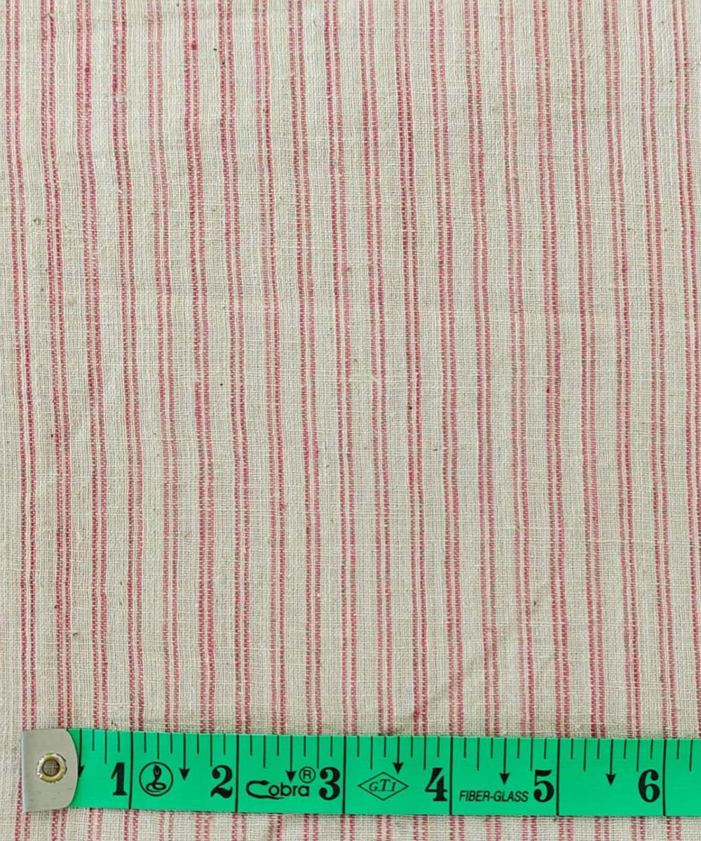 Pink cream handloom cotton khadi fabric