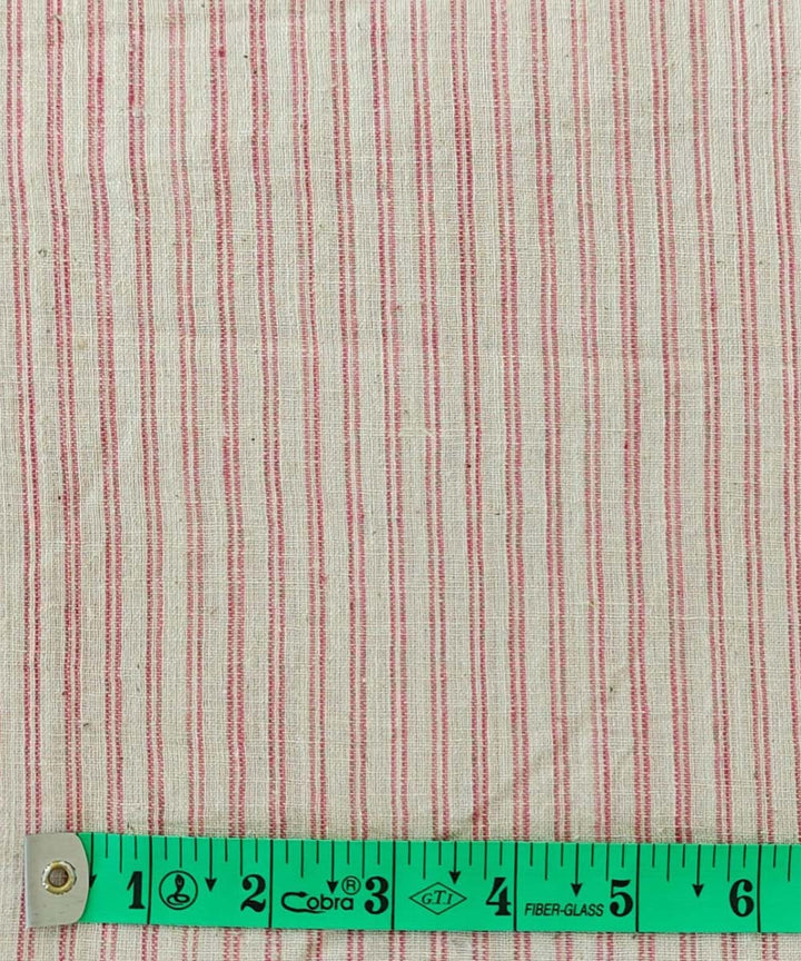 Pink cream handloom cotton khadi fabric