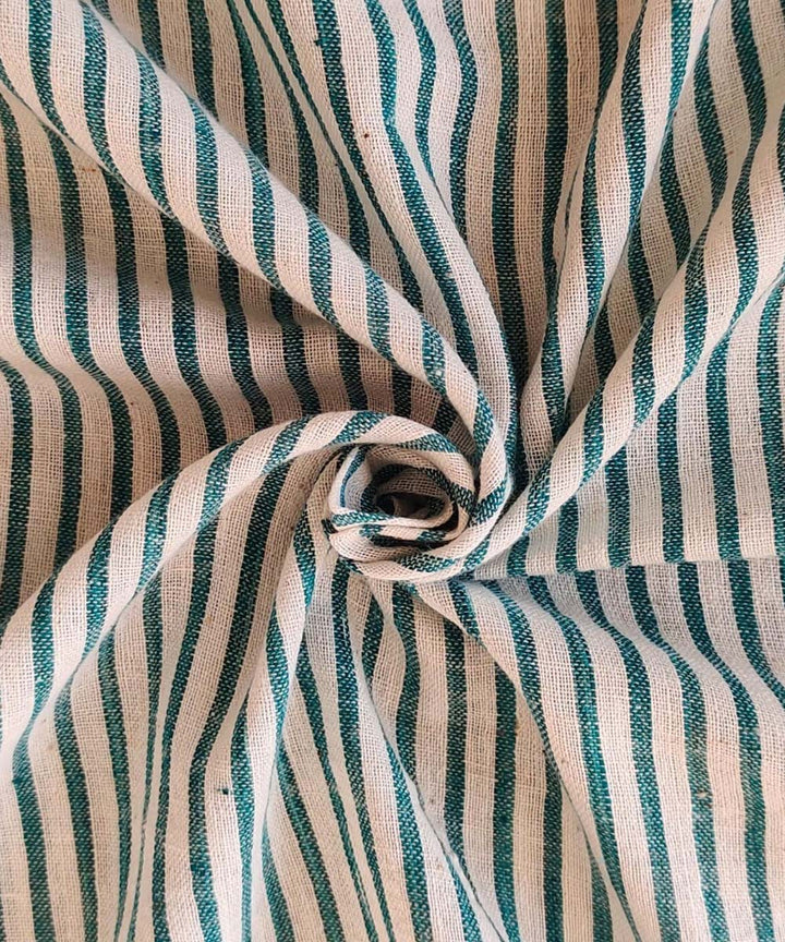 Cyan green cream handloom cotton khadi fabric