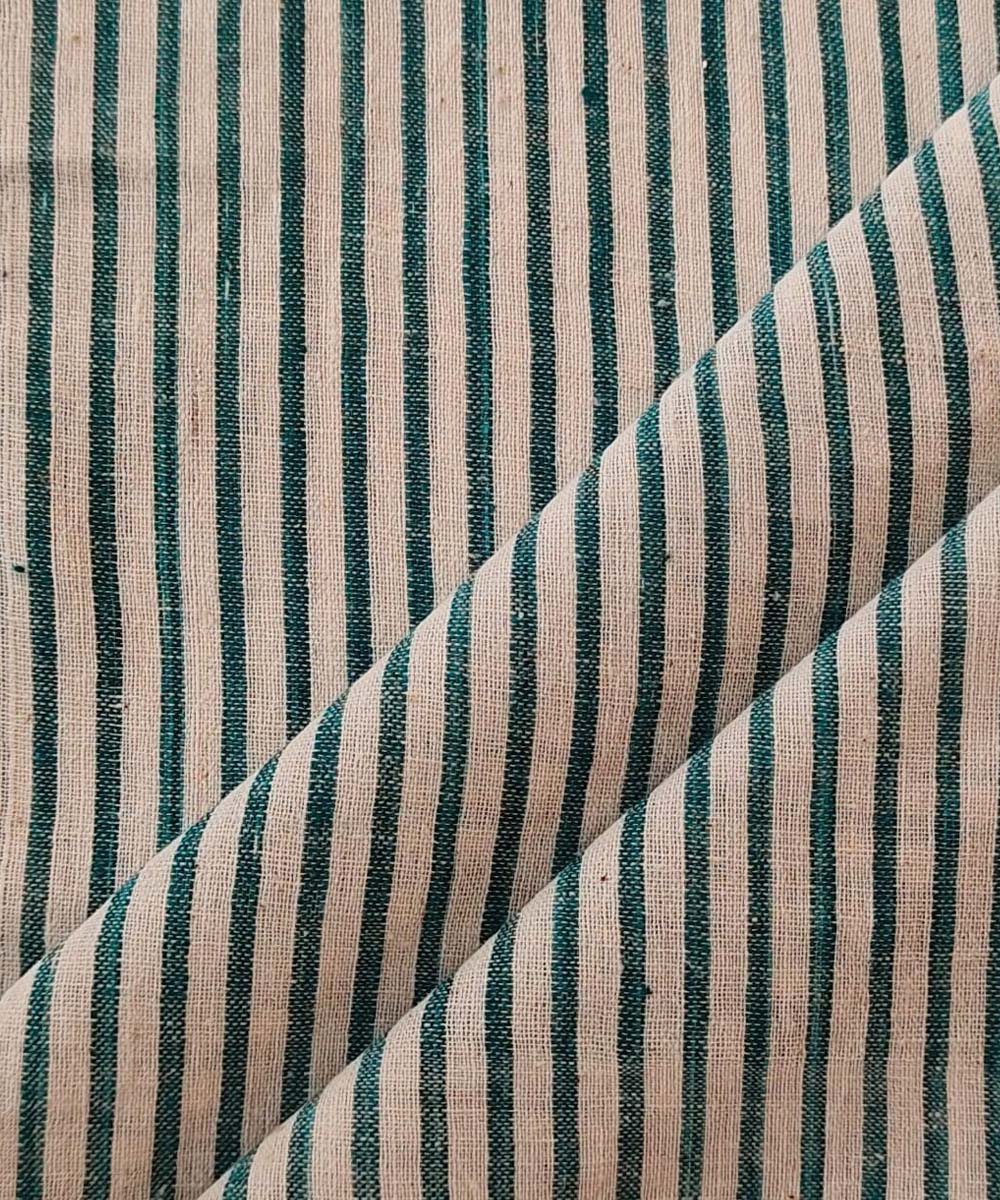 Cyan green cream handloom cotton khadi fabric