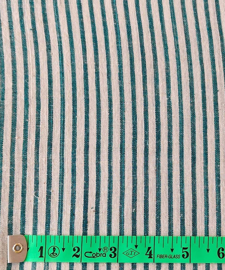 Cyan green cream handloom cotton khadi fabric
