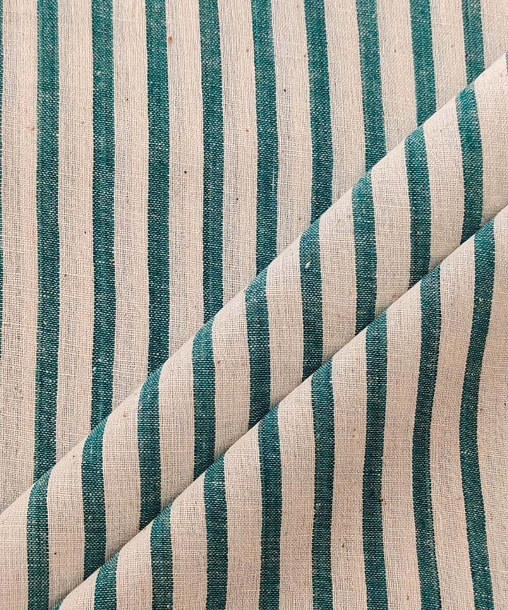 Cyan green cream handwoven cotton khadi fabric