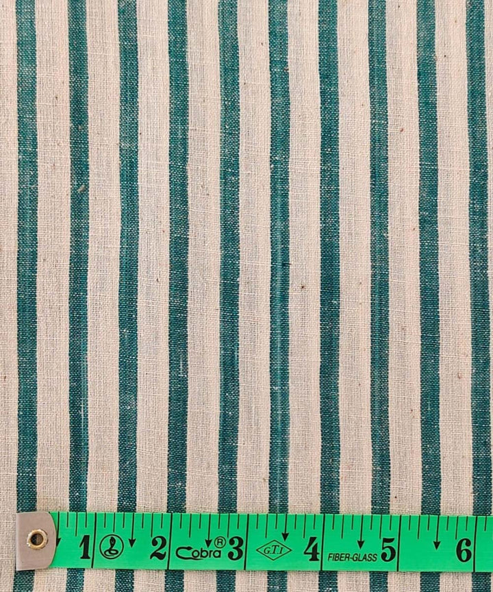 Cyan green cream handwoven cotton khadi fabric