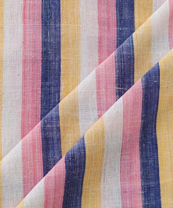 Pink yellow blue handwoven cotton khadi fabric