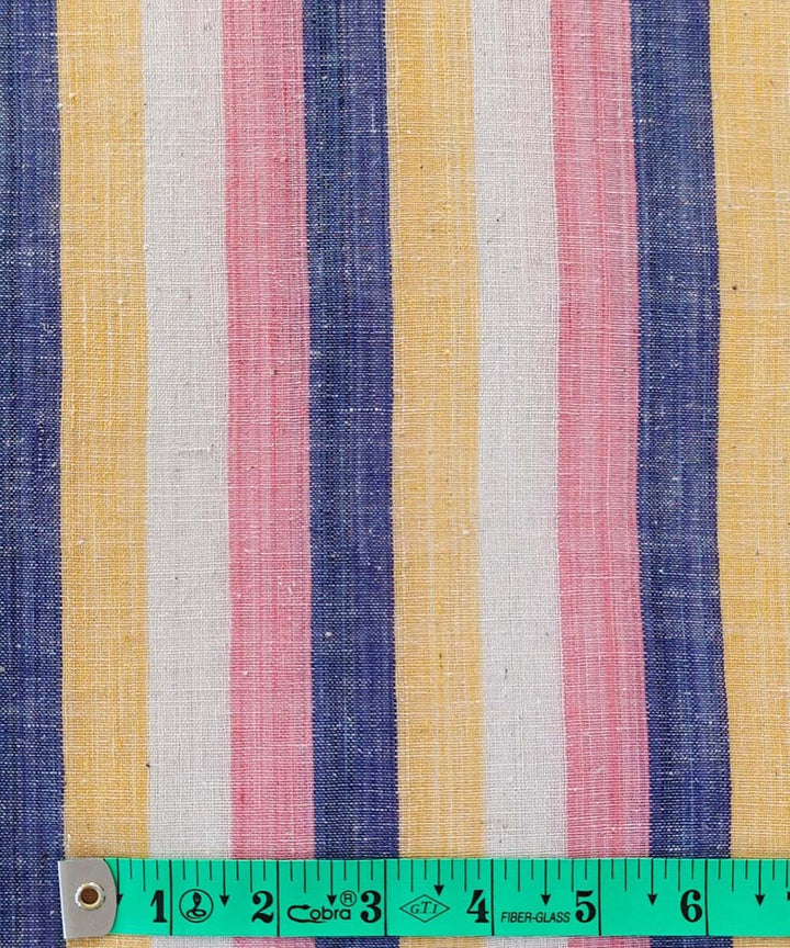 Pink yellow blue handwoven cotton khadi fabric