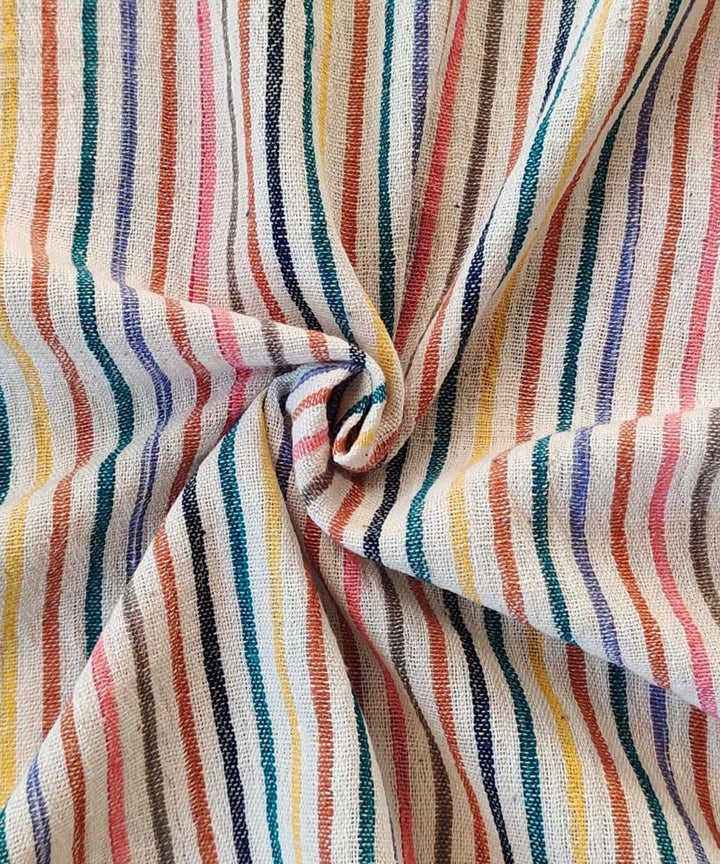 Pink multi handwoven cotton khadi fabric