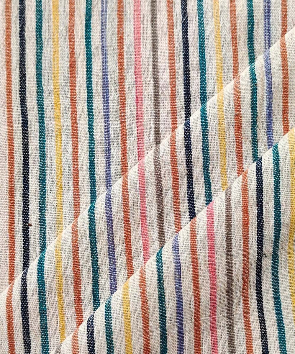 Pink multi handwoven cotton khadi fabric