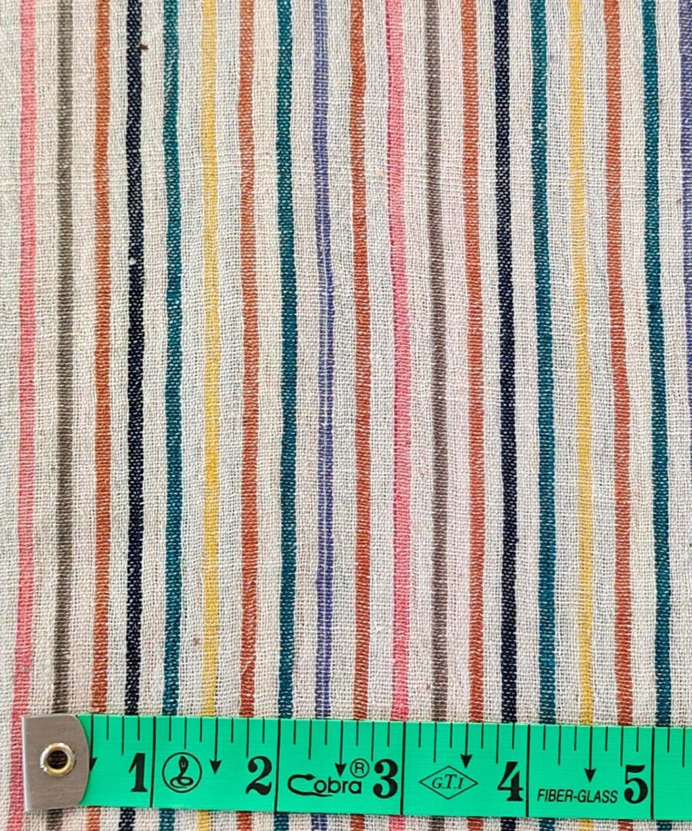 Pink multi handwoven cotton khadi fabric